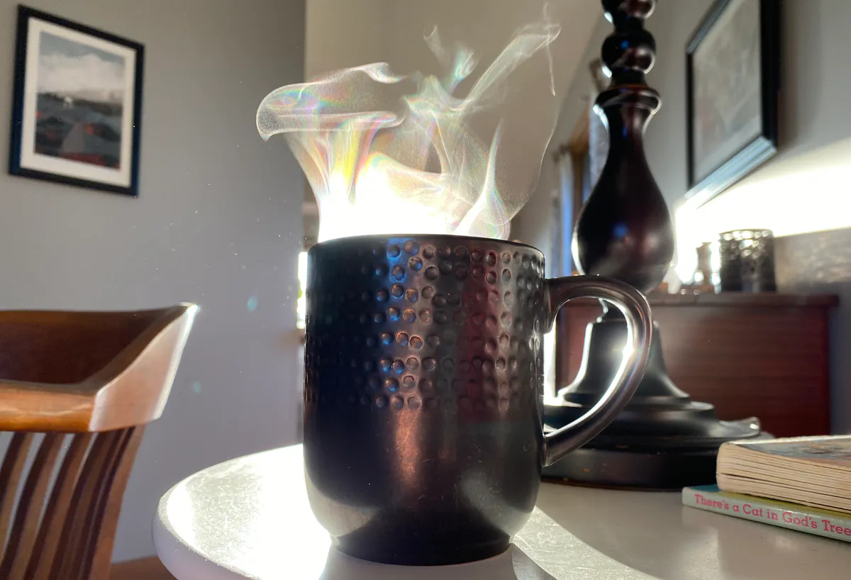 Steaming coffee mug