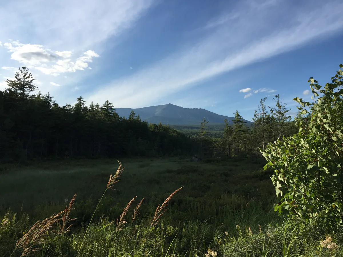 View of Mount Katahdin from Roaring Brook Road in Baxter State Park