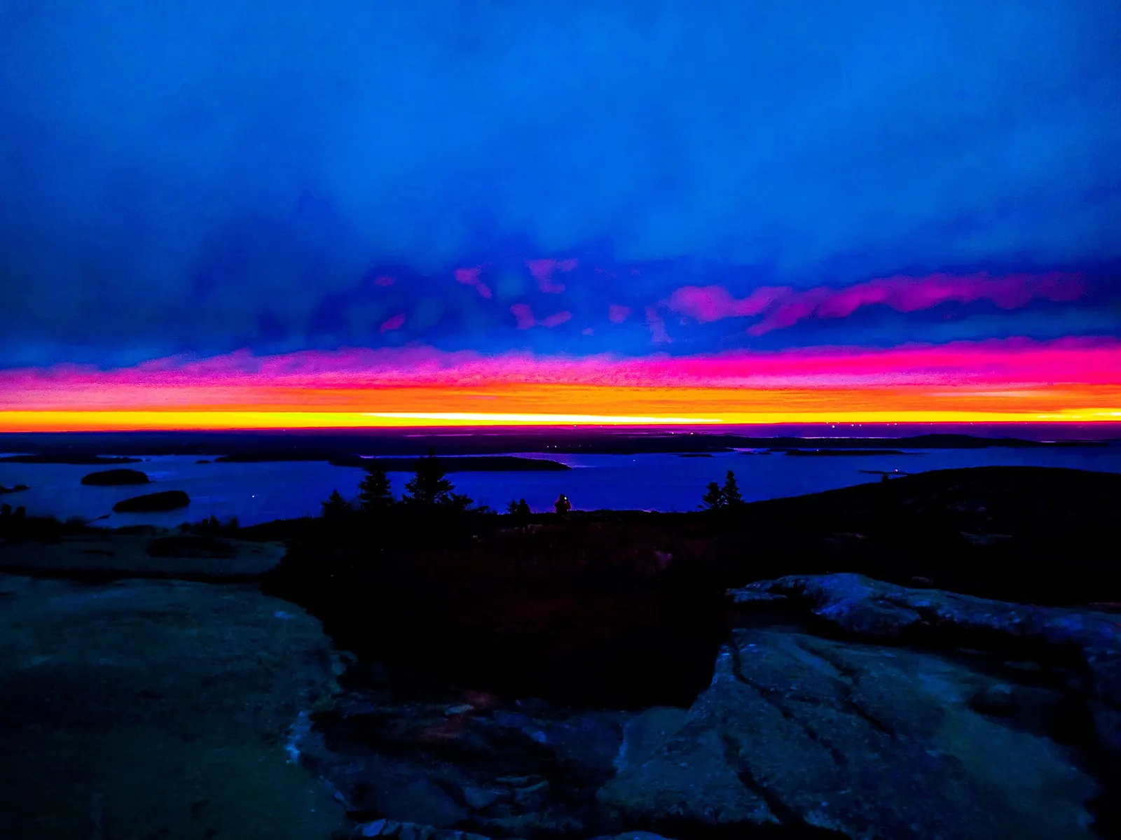 Sunrise from Cadillac Mountain in Acadia National Park, Maine.