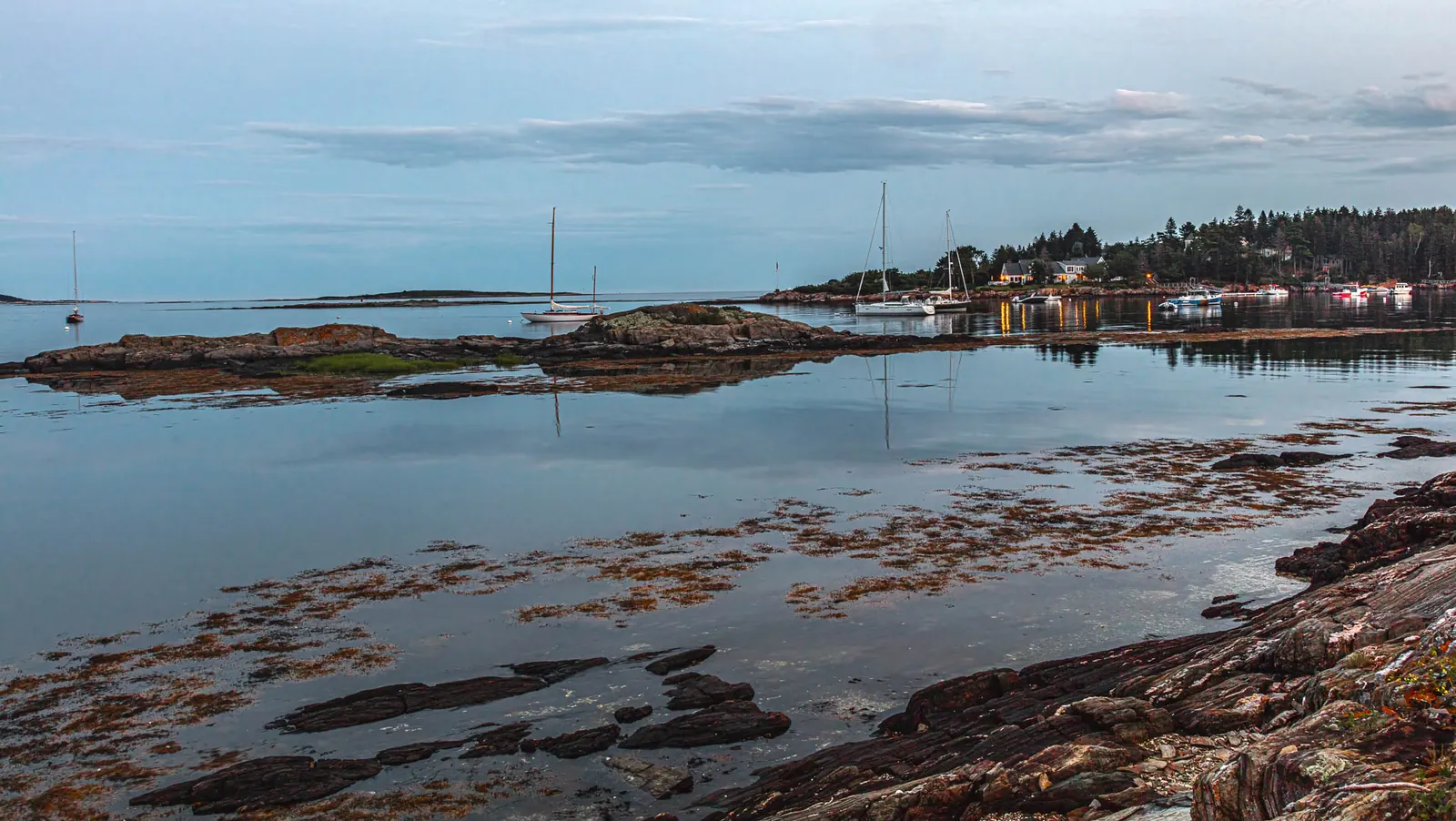 Water Cove and the Cedar Beach area on Bailey Island, Maine.