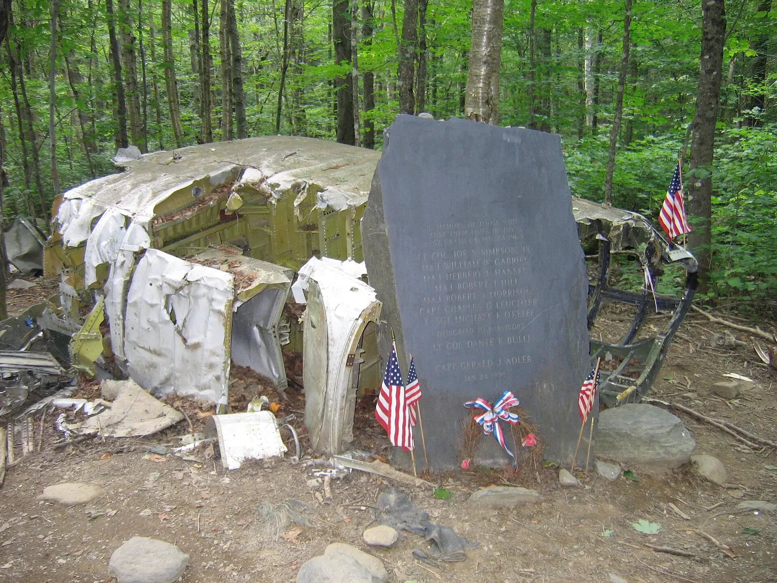 B-52 wreckage on Elephant Mountain near Greenville, Maine.