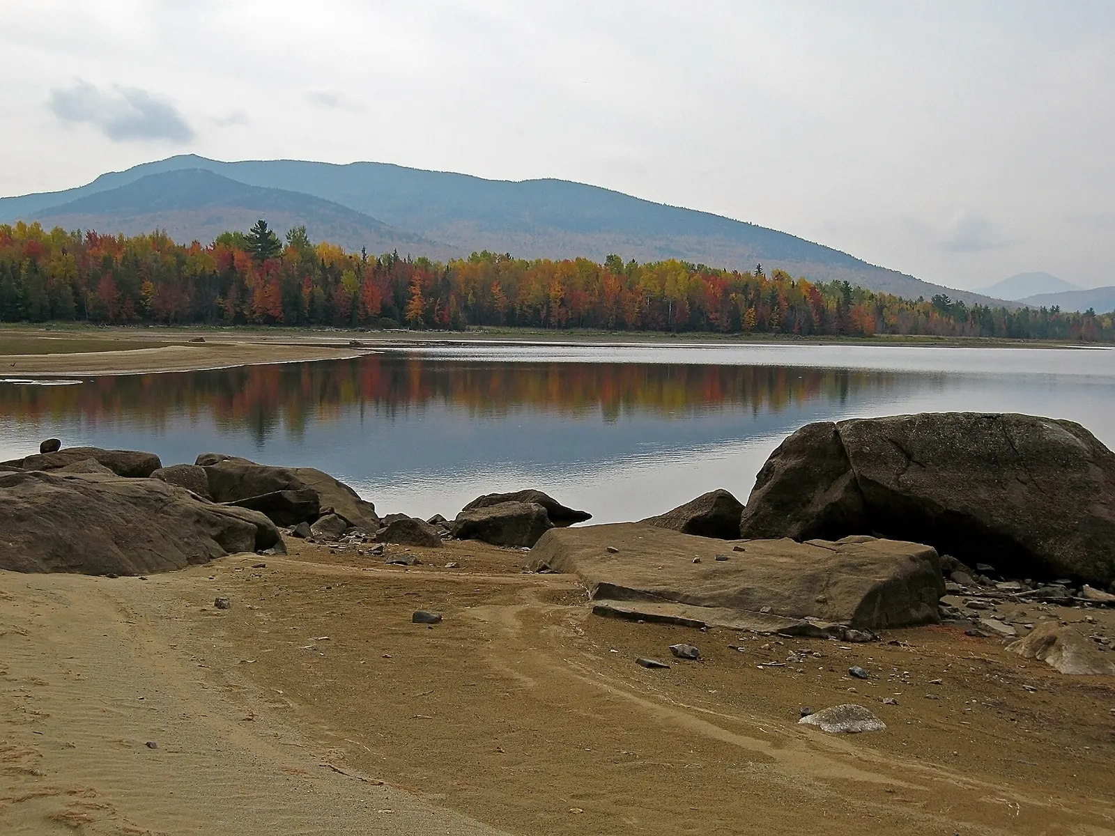 Flagstaff Lake and the Bigelow Range from Smoky’s Beach, Maine.