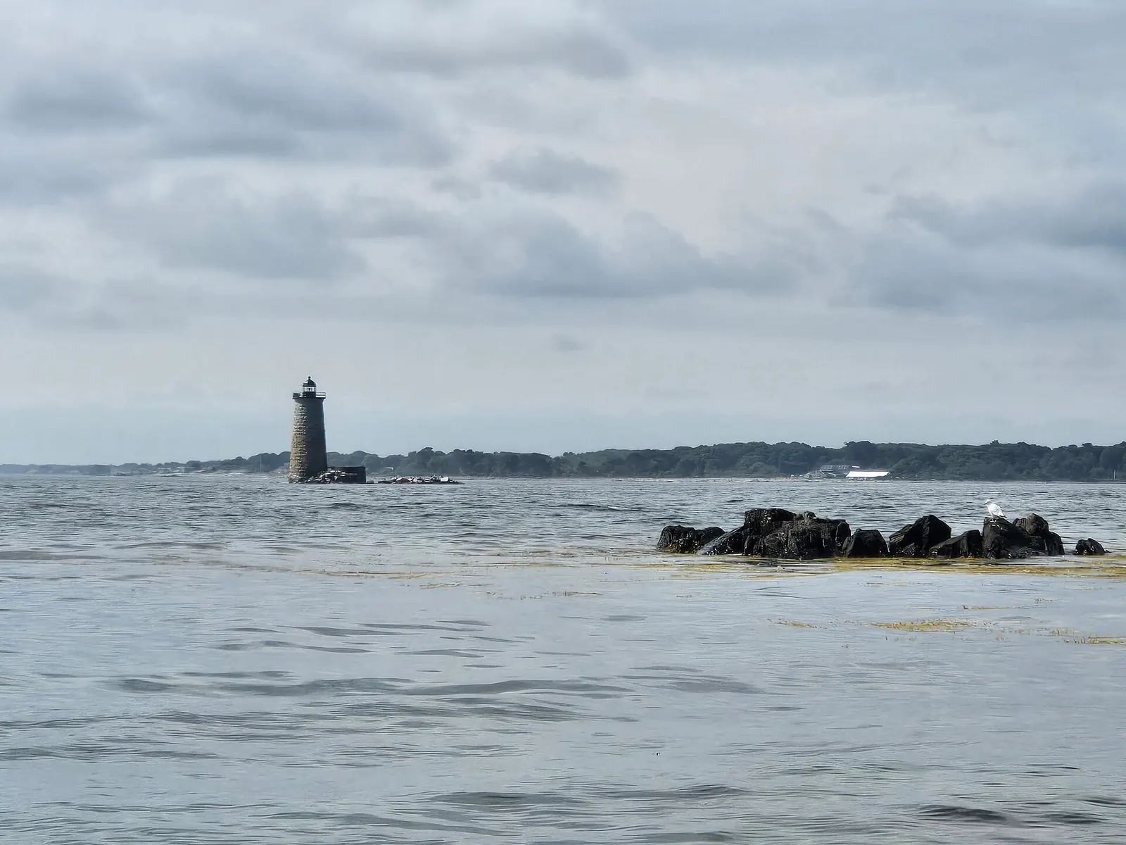 The lighthouse view from Fort Foster in Kittery, Maine.