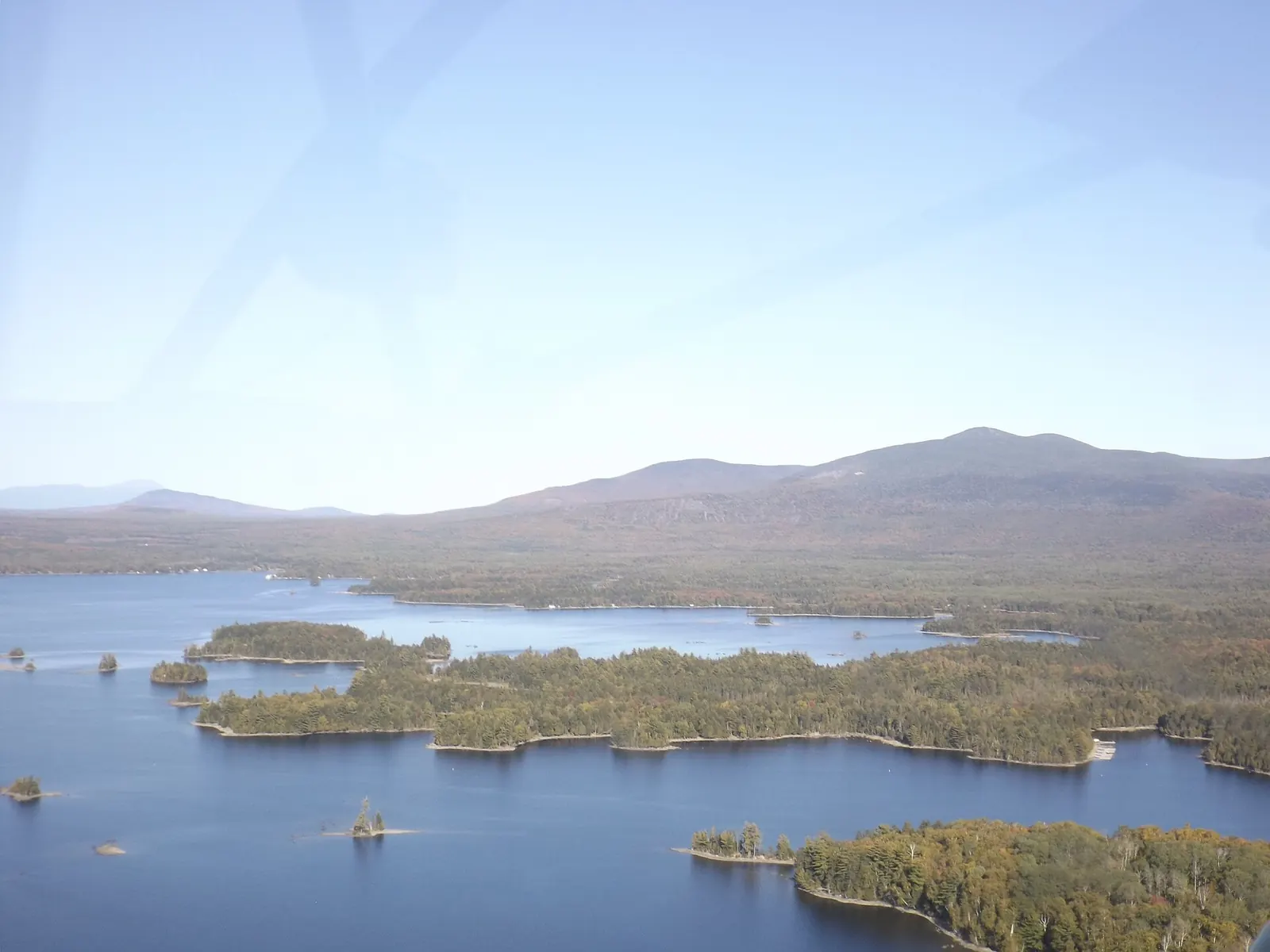 An aerial view of the islands in Moosehead Lake, Maine.