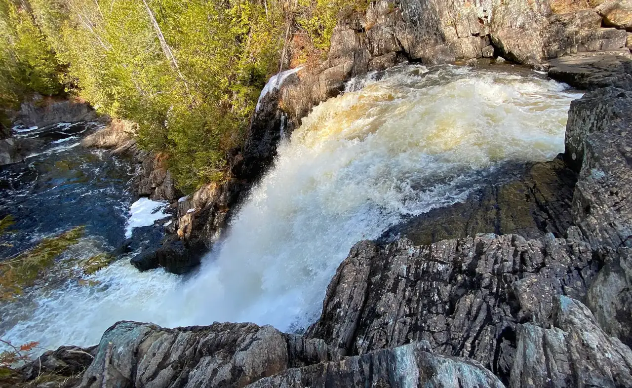 A view from the top of Moxie Falls in Maine.
