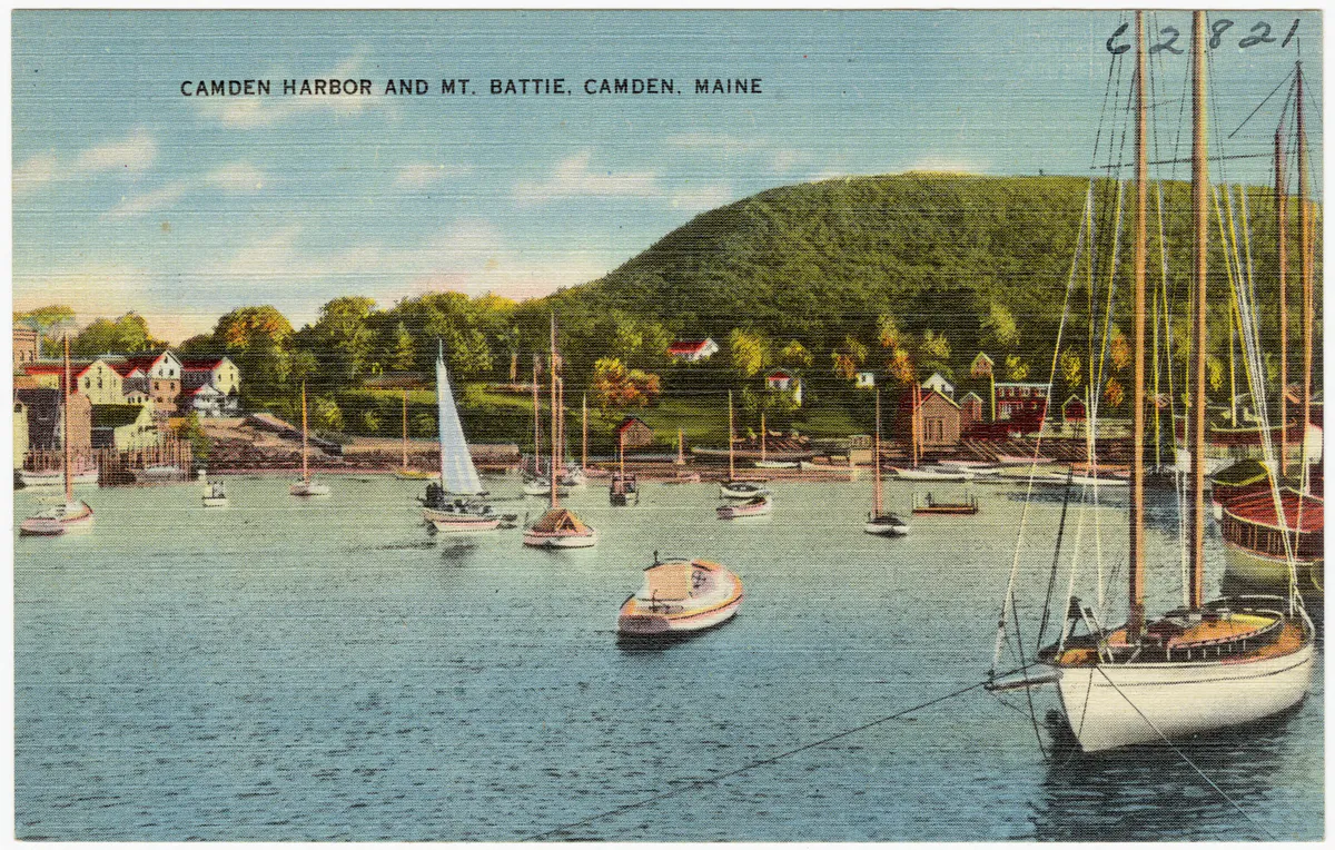 Camden Harbor and Mount Battie from above
