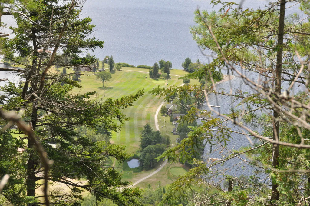 View of Mount Kineo island from the surrounding lake